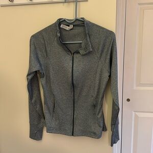 Dark blue washed zip up workout jacket